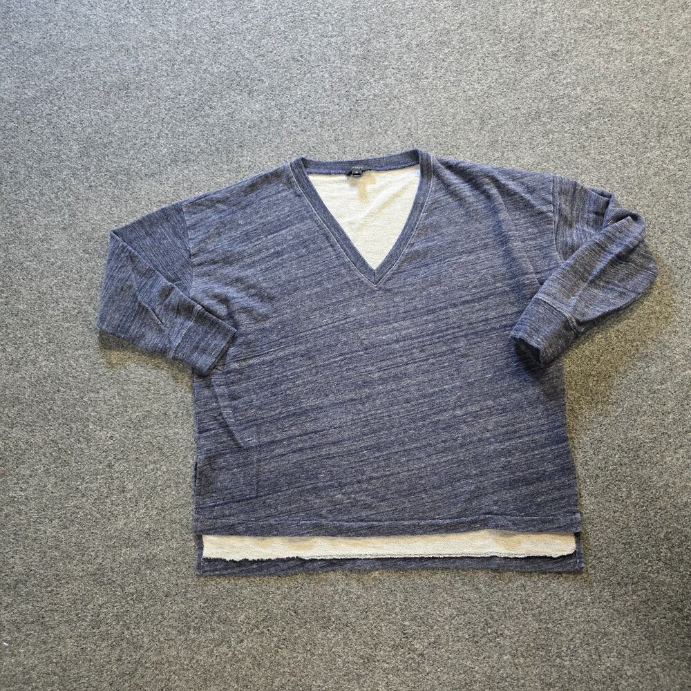 J Crew Sweatshirt Womens Medium Blue V Neck Long Sleeve Lounge Comfort Casual